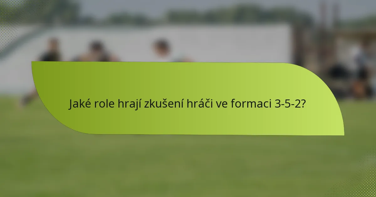 Jaké role hrají zkušení hráči ve formaci 3-5-2?